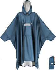 ANYOO Waterproof Poncho with Sleeves & Pocket - Lightweight Hooded Rain Jacket