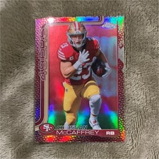 2025 Topps Chrome Red Parallel Christian McCaffrey San Francisco 49ers NFL Card