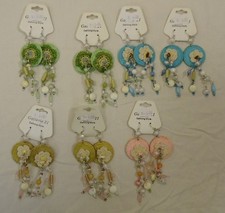 Beaded Crochet Hook Earrings Qty 7 Base Metal