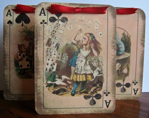 Alice In Wonderland 8 Large Playing Card Tent Card Party Favor