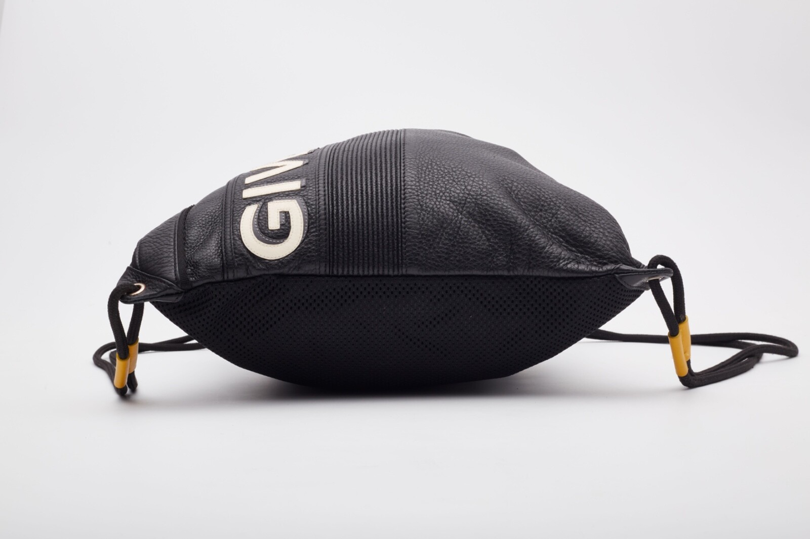 GIVENCHY BLACK LEATHER LOGO DRAWSTRING BACKPACK B… - image 5