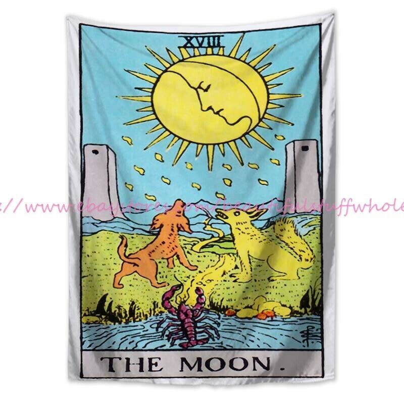 Moon Tarot Tapestry Wall Hanging Home Decor Accent Cloth Poster  