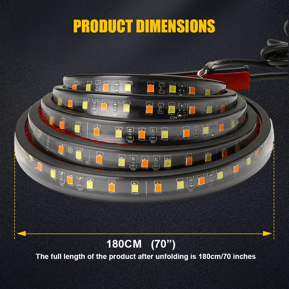 2x 70" Inch Truck Strobe Lights Strip LED Sequential Signal Running Board Lights - Image 2 of 4