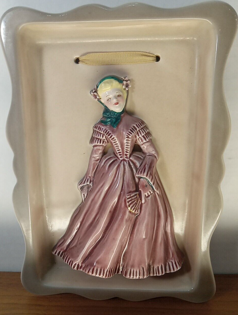 Florence Ceramics Pink Lady 3D Wall Plaque Vintage Pasadena Pottery Decorative Plate
