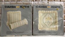 Vtg 1984 Columbia Minerva Fanciful Stripe Candlewicking Pillow Kits 7704  7705