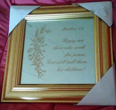 'Happy are those who work for peace' - Mathew 5:9 on a Framed Mirror! **NEW***
