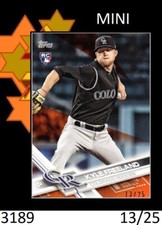 1-2017 TOPPS UPDATE ROOKIE ORANGE PARALLEL MINI KYLE FREELAND ROCKIES 13/25