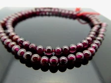 Natural Red Garnet Smooth 3.5mm Round Genuine Gemstone Beads 14.5" Std. Bargain 