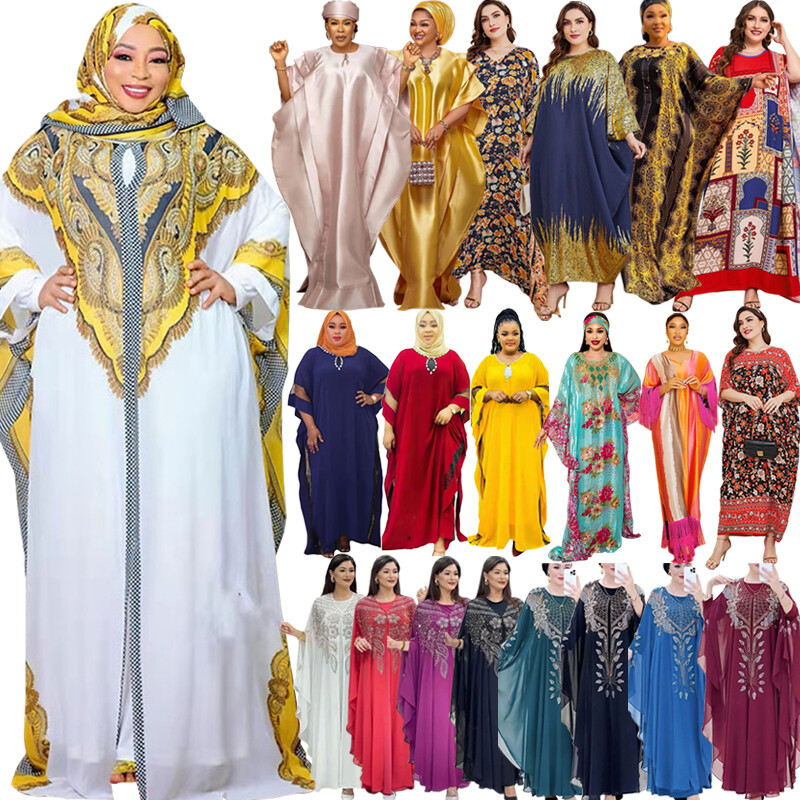 fitted lace wedding dress African Dashiki Women’s Maxi Dress – Long Dress w/Head Scarf 40fs1558 / 5XL main image 1