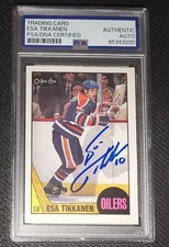 1987-88 O-PEE-CHEE ESA TIKKANEN #7 ROOKIE SIGNED AUTHENTIC AUTO PSA 