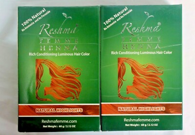Lot of 2 Reshma Femme Henna Semi-Permanent Hair Color Natural Highlights 2.12 oz