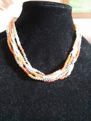 Multi Strands Tiny Crystal Beaded Necklace With Magnetic Rhinestone Ball Closure
