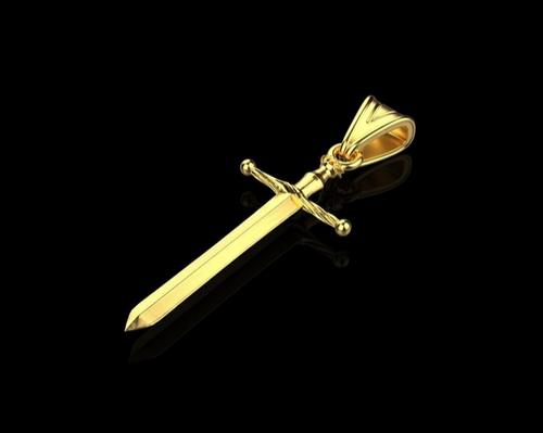 14k massiv Gold Schwert Anhänger, Charm Gold Schwert Anhänger, Dolch Messer Anhänger - Bild 3 von 3