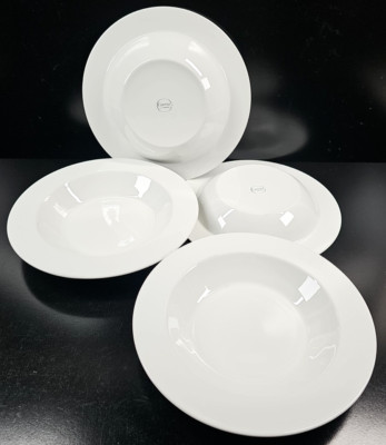 4 Corning Centura White Narrow Rim Large Rimmed Soup Bowl Set Vintage Dishes Lot
