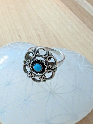 Elegant Ladies' Ring 835 Silver, Real Turquoise, Costume Ring, Classic Design