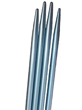 4 VINTAGE DOUBLE POINTED KNITTING NEEDLE SIZE 5 METAL BLUE