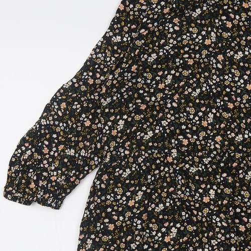 Primark Womens Black Floral Viscose Blend A-Line Size 10 Tie - Picture 6 of 12