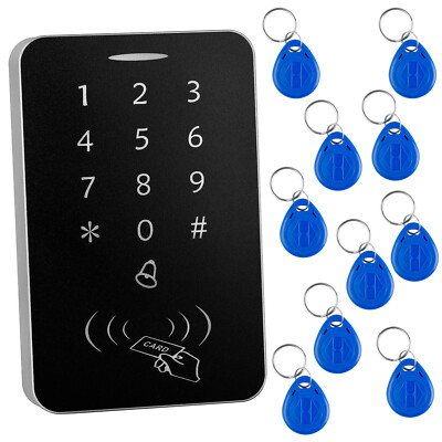 RFID Access Reader Password Keypad Door Lock Controller Panel Keychain Tag Card