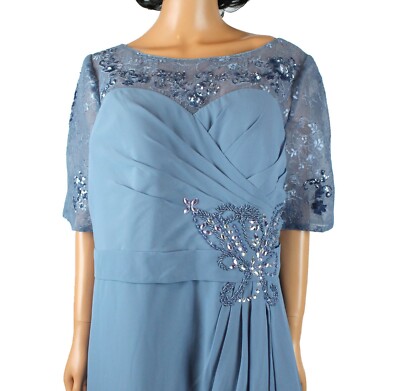 NWT Bridesmaid Dress Sz XL JJs House Slate Blue Beaded Lace Illusion Long Gown | eBay NWT Bridesmaid Dress Sz XL JJs House Slate Blue Beaded Lace Illusion Long Gown | eBay
