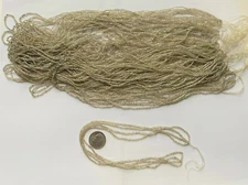 Rare Antique Micro Seed Tube Beads-14/0 Oxidized Silver-Lined Two-Loop Hanks 9" 