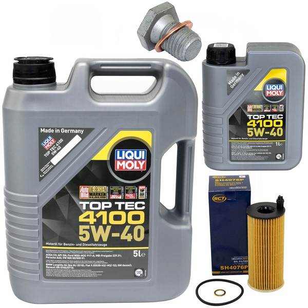MotoröL Set 5W-40 6 Liter + ÖLfilter SH 4076 P + Schraube FüR BMW 1Er 3Er Mini-image