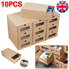 10x Shoe Boxes Storage Organizer Visible Foldable Closet Cardboard Shoe Boxes Q