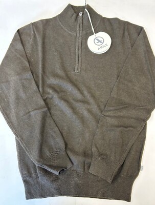 Aigle Men s Bluefinger Sweater in Cacao Dark Brown size Medium ¼ zip