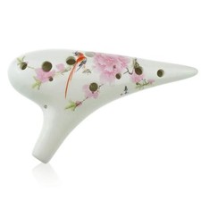 12 Hole Ceramic Ocarina with "Bird Loves Flower" Design Hand Painted by