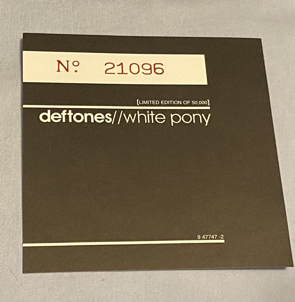 Deftones White Pony Limited Edition CD BLACK Card #21,096 of Deftones White Pony Limited Edition CD BLACK Card #21,096 of