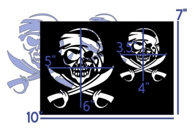 7''x10'' Plastic Stencil - Skull Pirate (SC933) (You Pick The Color)