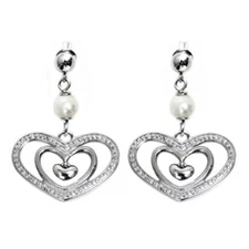 Purity Of Heart Earrings w White Pearl Stainless Steel Women Jewelry By Controse