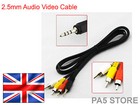 2.5mm Male Jack Plug to 3x male rca cable Adapter - Audio video camera  - UK