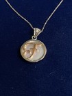 “F” Initial Script Pendant SS/RG & Mother of Pearl w/ Chain 18”