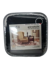 NEW Surefit T-Cushion Wing Chair One Piece Ultra Plush Slipcover Black Fits 42"