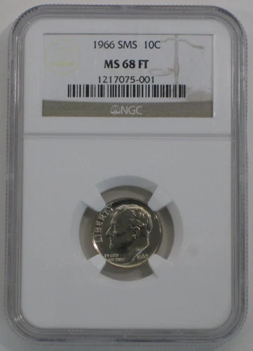 1966 SMS Gem Roosevelt Dime NGC MS 68 Full Torch