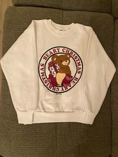 NWOT Unisex Merry BEARY CHRISTMAS White Sweatshirt Size M 10--12