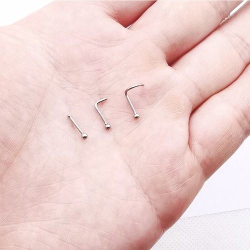 60pcs Stainless Steel Nose Stud Bone Screw L Nostril Ring Piercing Body Jewelry - Picture 9 of 9