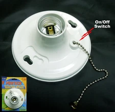 Brand new ceiling mount light bulb socket with  on / off pulling chain switch