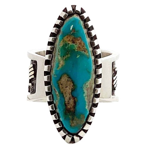 Vintage Kevin Yazzie Navajo Sterling Silver Oval Turquoise Twisted
