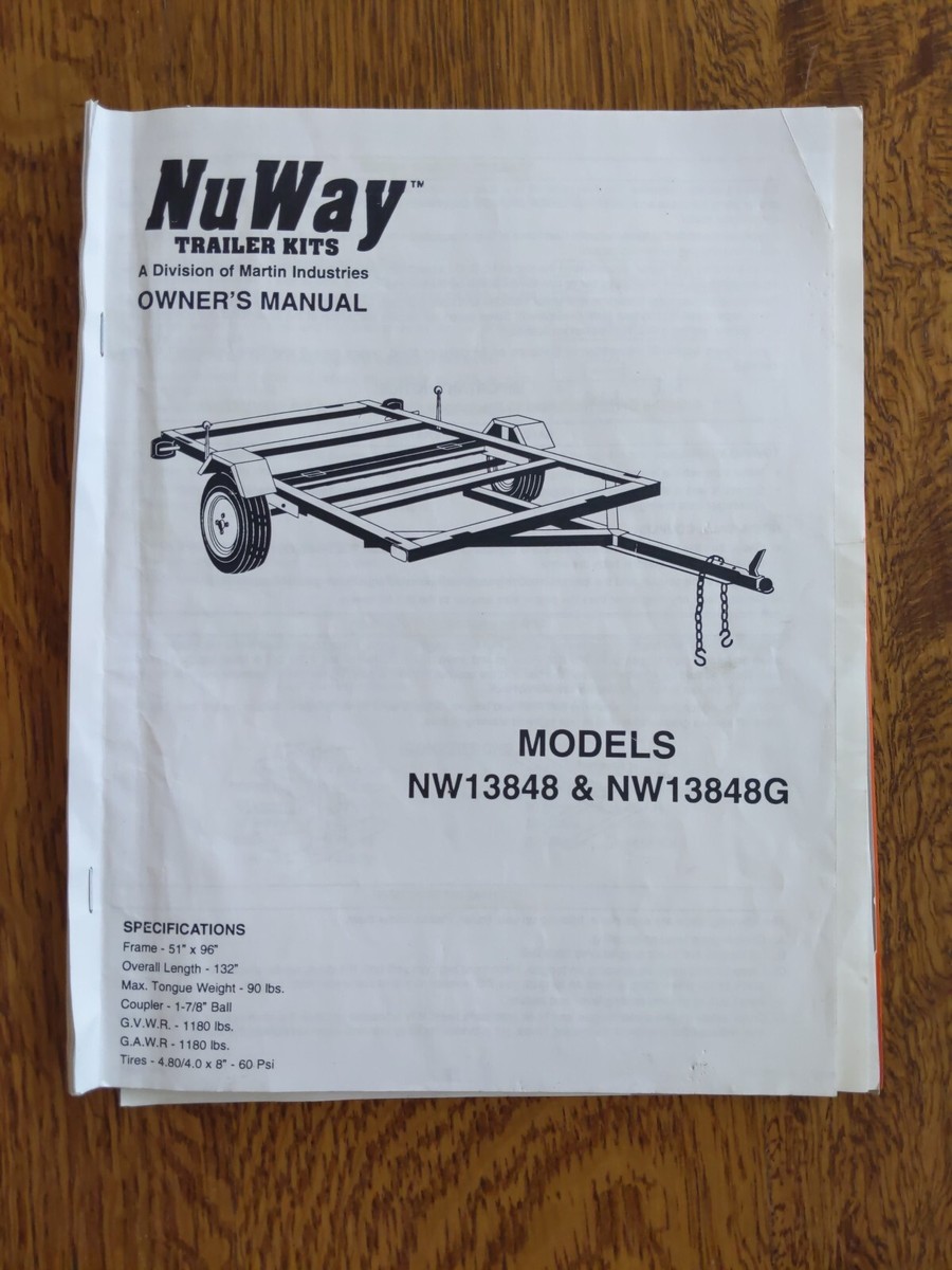 Vintage NUWAY Trailer Kits NW1384/G Owners Manual + Accessories