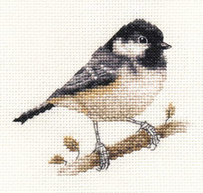 COAL TIT Garden Bird  Full counted cross stitch kit  all materials Fido Studio