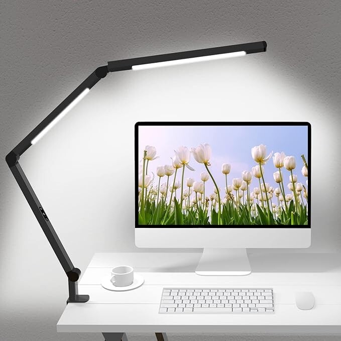Desk Lamp with Clamp, Architect Desk Lamp with Dual Light and Adjustable Swing