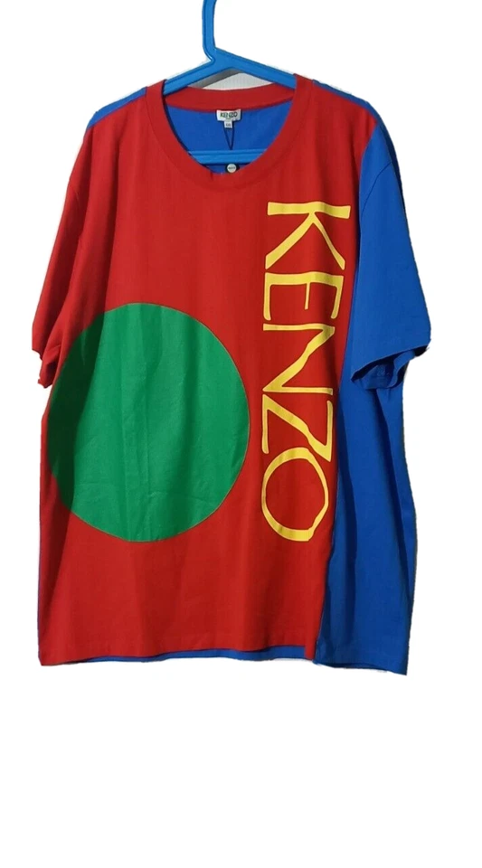 KENZO T-SHIRT HOMME EN COTON COLORIS BLEU IMPRIMÉ VERT JAUNE ET ROUGE TAILLE 2XL - Photo 1/4