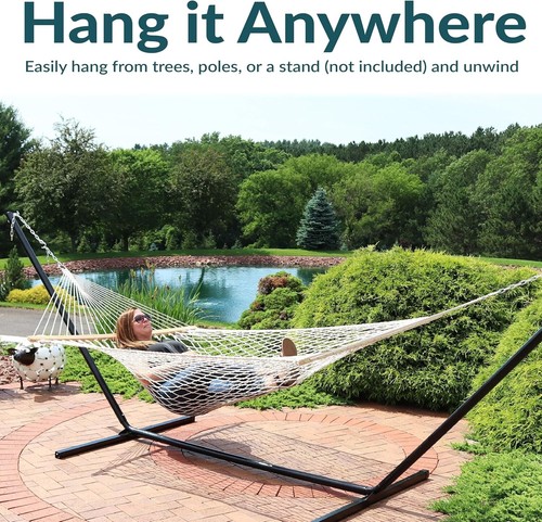 Stylish Double Hammock for Indoor or Outdoor Relaxation - 450 lb Capacity - Picture 4 of 11