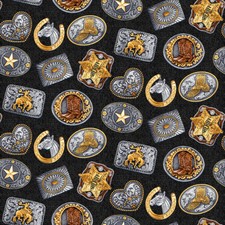 Cowboy Fabric  Wild West Belt Buckle Toss  Studio E YARD
