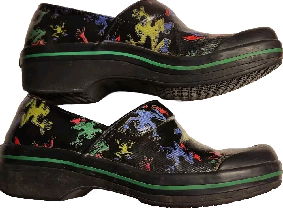 DANSKO Vegan Clogs EUR 39 US 9 Work Shoes with Frogs AOP Design  -image