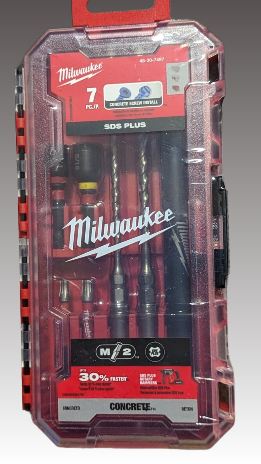 Milwaukee 7 Piece SDS Plus M/2™ 2Cutter Concrete Screw Install Kit 48