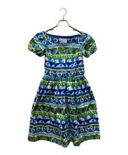 PRADA          All-over print puff-sleeve flared dress / short-sleeved
