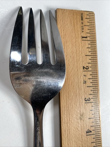 Oneida TWIN STAR Serving Meat Fork Atomic MCM Used Flatware Community Stainless - Picture 5 of 6