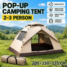 Auto Instant Pop Up Camping Tent 3 Person Hiking Dome Waterproof Outdoor Shelter